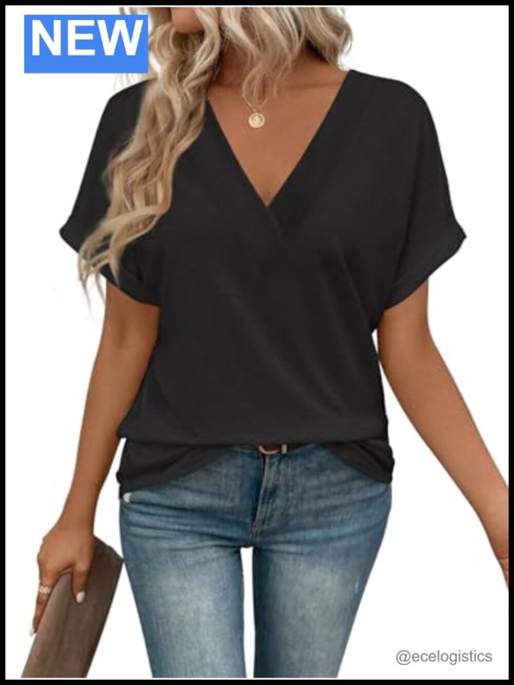 V Neck Short Sleeve T Shirts Womens Casual Summer Tops Fashion Tees